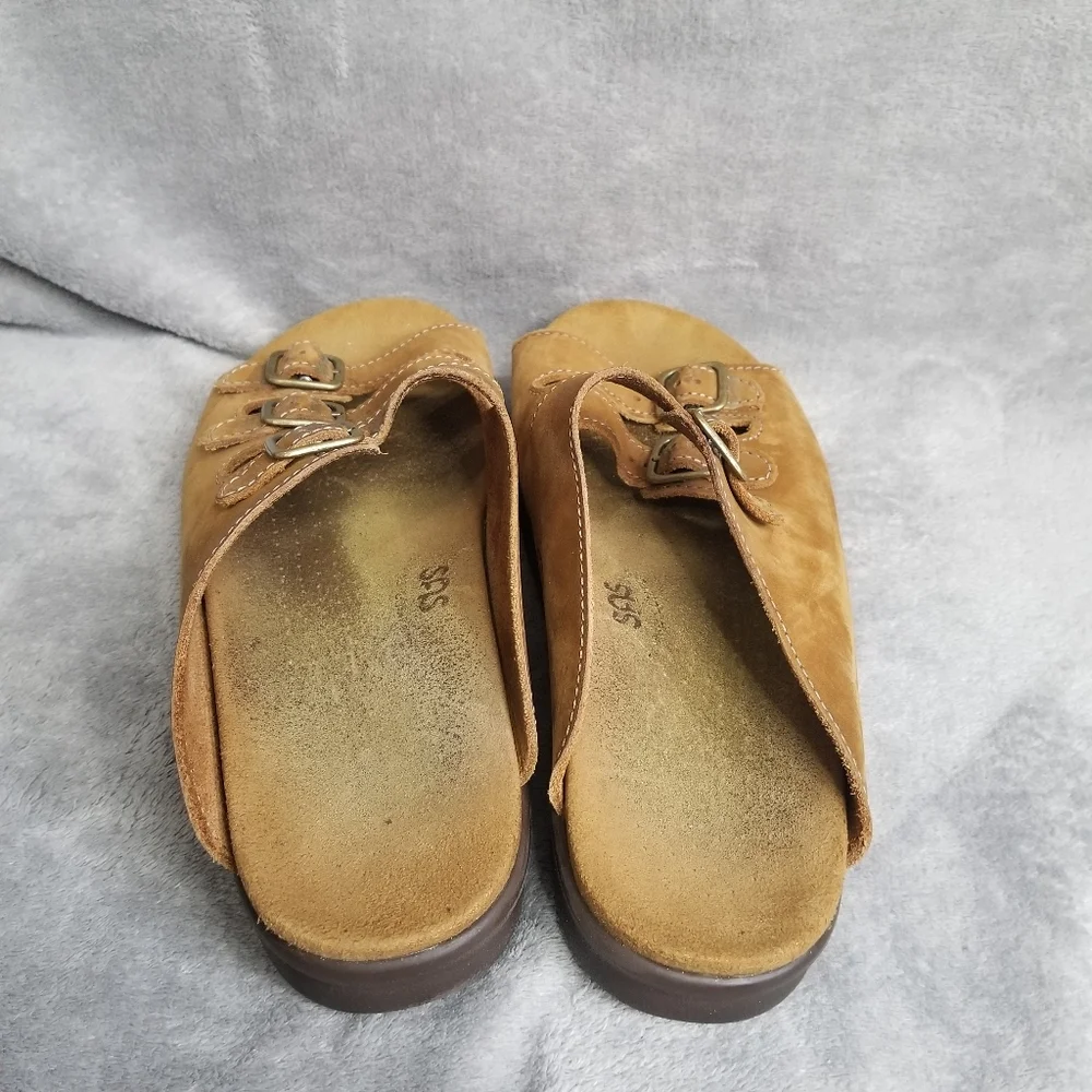 SAS Tripad Comfort WORN IN Brown Leather Womens 3 Buckle Sandals READ - Picture 3 of 12